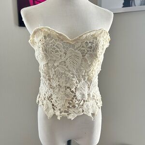AKIRA Ivory Lace Strapless Top